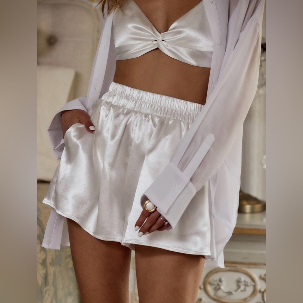 Serenity White Satin Short and Bralette set